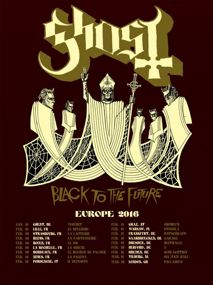 Ghost оголосили перші дати європейського туру на 2016 рік