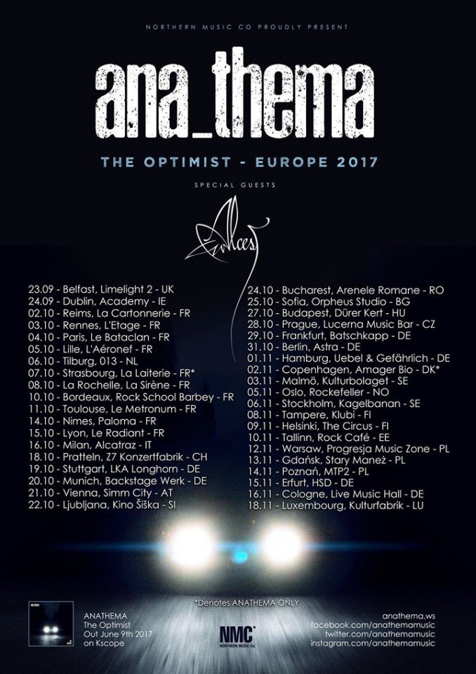 Anathema Alcest tour 2017